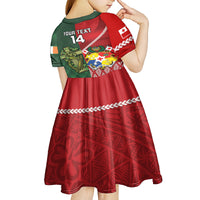 Custom Tonga And Ireland Rugby Kid Short Sleeve Dress Ikale Tahi With Shamrocks LT14 - Polynesian Pride