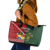 Custom Tonga And Ireland Rugby Leather Tote Bag Ikale Tahi With Shamrocks LT14 Red - Polynesian Pride
