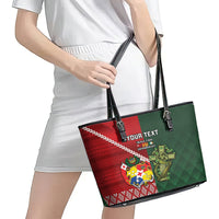 Custom Tonga And Ireland Rugby Leather Tote Bag Ikale Tahi With Shamrocks LT14 - Polynesian Pride