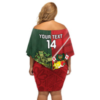 Custom Tonga And Ireland Rugby Off Shoulder Short Dress Ikale Tahi With Shamrocks LT14 - Polynesian Pride