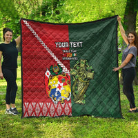 Custom Samoa And Ireland Rugby Quilt Ikale Tahi With Shamrocks