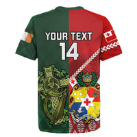 Custom Tonga And Ireland Rugby Rugby Jersey Ikale Tahi With Shamrocks LT14 - Polynesian Pride