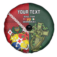 Custom Tonga And Ireland Rugby Spare Tire Cover Ikale Tahi With Shamrocks LT14 - Polynesian Pride