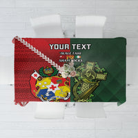 Custom Tonga And Ireland Rugby Tablecloth Ikale Tahi With Shamrocks LT14 Red - Polynesian Pride