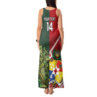 Custom Tonga And Ireland Rugby Tank Maxi Dress Ikale Tahi With Shamrocks LT14 - Polynesian Pride