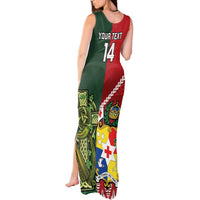 Custom Tonga And Ireland Rugby Tank Maxi Dress Ikale Tahi With Shamrocks LT14 - Polynesian Pride
