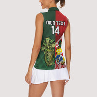 Custom Samoa And Ireland Rugby Women Sleeveless Polo Shirt Ikale Tahi With Shamrocks