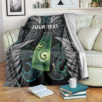 Personalised New Zealand Toki Blanket Silver Fern Mix Aotearoa Maori Pattern LT14 Black - Polynesian Pride