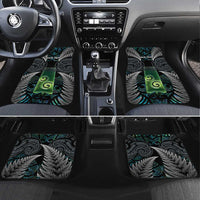 Personalised New Zealand Toki Car Mats Silver Fern Mix Aotearoa Maori Pattern LT14 Set 4pcs Black - Polynesian Pride