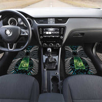 Personalised New Zealand Toki Car Mats Silver Fern Mix Aotearoa Maori Pattern LT14 Set 2pcs - Front Black - Polynesian Pride
