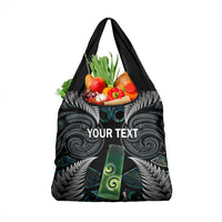 Personalised New Zealand Toki Grocery Bag Silver Fern Mix Aotearoa Maori Pattern LT14 1-pack One Size Black - Polynesian Pride