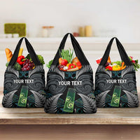 Personalised New Zealand Toki Grocery Bag Silver Fern Mix Aotearoa Maori Pattern LT14 3-pack One Size Black - Polynesian Pride