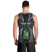 Personalised New Zealand Toki Men Tank Top Silver Fern Mix Aotearoa Maori Pattern LT14 - Polynesian Pride