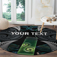 Personalised New Zealand Toki Round Carpet Silver Fern Mix Aotearoa Maori Pattern
