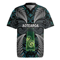 Personalised New Zealand Toki Rugby Jersey Silver Fern Mix Aotearoa Maori Pattern LT14 Black - Polynesian Pride