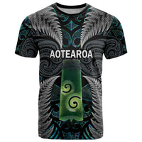 Personalised New Zealand Toki T Shirt Silver Fern Mix Aotearoa Maori Pattern
