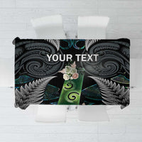 Personalised New Zealand Toki Tablecloth Silver Fern Mix Aotearoa Maori Pattern LT14 Black - Polynesian Pride