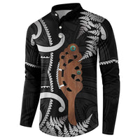 New Zealand Maripi Button Sweatshirt Silver Fern Mix Aotearoa Maori Pattern LT14 - Polynesian Pride