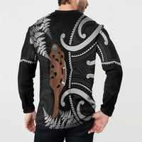 New Zealand Maripi Button Sweatshirt Silver Fern Mix Aotearoa Maori Pattern LT14 - Polynesian Pride