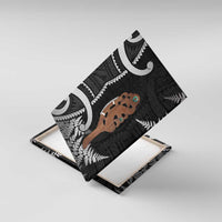 New Zealand Maripi Canvas Wall Art Silver Fern Mix Aotearoa Maori Pattern LT14 With Frame Black - Polynesian Pride