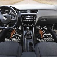 New Zealand Maripi Car Mats Silver Fern Mix Aotearoa Maori Pattern LT14 Set 2pcs - Front Black - Polynesian Pride