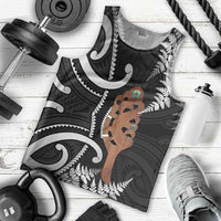 New Zealand Maripi Men Tank Top Silver Fern Mix Aotearoa Maori Pattern LT14 - Polynesian Pride