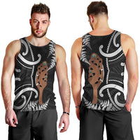 New Zealand Maripi Men Tank Top Silver Fern Mix Aotearoa Maori Pattern LT14 - Polynesian Pride