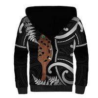 New Zealand Maripi Sherpa Hoodie Silver Fern Mix Aotearoa Maori Pattern LT14 - Polynesian Pride