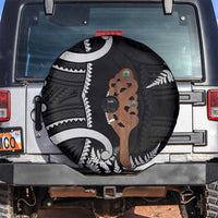 New Zealand Maripi Spare Tire Cover Silver Fern Mix Aotearoa Maori Pattern LT14 Black - Polynesian Pride