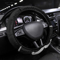 New Zealand Maripi Steering Wheel Cover Silver Fern Mix Aotearoa Maori Pattern LT14 Universal Fit Black - Polynesian Pride