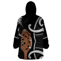 New Zealand Maripi Wearable Blanket Hoodie Silver Fern Mix Aotearoa Maori Pattern LT14 - Polynesian Pride