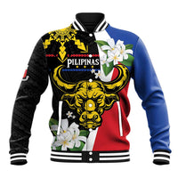 Personalised Philippines Carabao Baseball Jacket Filipino Sun Mix Sampaguita Flower
