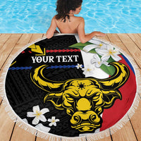 Personalised Philippines Carabao Beach Blanket Filipino Sun Mix Sampaguita Flower LT14 - Polynesian Pride