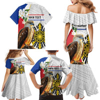 Personalised Philippines Eagle Family Matching Mermaid Dress and Hawaiian Shirt Filipino Sun Mix Sampaguita Flower