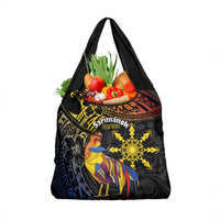 Philippines Sarimanok Grocery Bag Papanok Legendary Bird Okir Polynesian Pattern