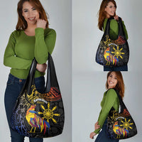 Philippines Sarimanok Grocery Bag Papanok Legendary Bird Okir Polynesian Pattern