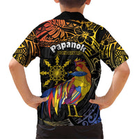 Philippines Sarimanok Kid Hawaiian Shirt Papanok Legendary Bird Okir Polynesian Pattern
