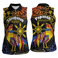 Philippines Sarimanok Women Sleeveless Polo Shirt Papanok Legendary Bird Okir Polynesian Pattern