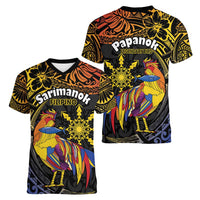 Philippines Sarimanok Women V-Neck T-Shirt Papanok Legendary Bird Okir Polynesian Pattern