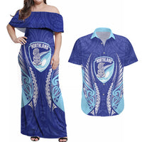 Northland 2026 Rugby Custom Couples Matching Off Shoulder Maxi Dress and Hawaiian Shirt NZ Maori Silver Fern