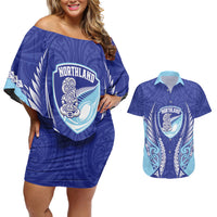 Northland 2026 Rugby Custom Couples Matching Off Shoulder Short Dress and Hawaiian Shirt NZ Maori Silver Fern