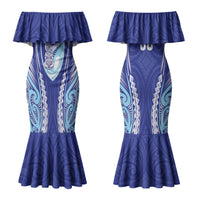 Northland 2026 Rugby Custom Family Matching Mermaid Dress and Hawaiian Shirt NZ Maori Silver Fern LT14 Mom's Dress Blue - Polynesian Pride