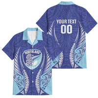 Northland 2026 Rugby Custom Family Matching Off Shoulder Maxi Dress and Hawaiian Shirt NZ Maori Silver Fern LT14 Dad's Shirt - Short Sleeve Blue - Polynesian Pride