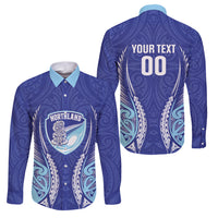 Northland 2026 Rugby Custom Family Matching Off Shoulder Maxi Dress and Hawaiian Shirt NZ Maori Silver Fern LT14 Dad's Shirt - Long Sleeve Blue - Polynesian Pride