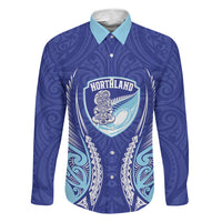Northland 2026 Rugby Custom Family Matching Off Shoulder Maxi Dress and Hawaiian Shirt NZ Maori Silver Fern LT14 Daughter's Dress Blue - Polynesian Pride