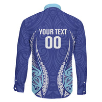 Northland 2026 Rugby Custom Family Matching Off Shoulder Maxi Dress and Hawaiian Shirt NZ Maori Silver Fern LT14 Son's Shirt Blue - Polynesian Pride