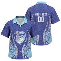 Northland 2026 Rugby Custom Family Matching Off Shoulder Short Dress and Hawaiian Shirt NZ Maori Silver Fern LT14 Son's Shirt Blue - Polynesian Pride