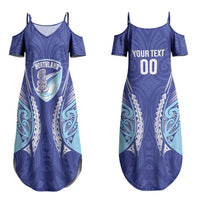 Northland 2026 Rugby Custom Family Matching Summer Maxi Dress and Hawaiian Shirt NZ Maori Silver Fern LT14 Mom's Dress Blue - Polynesian Pride