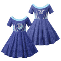Northland 2026 Rugby Custom Family Matching Summer Maxi Dress and Hawaiian Shirt NZ Maori Silver Fern LT14 Daughter's Dress Blue - Polynesian Pride