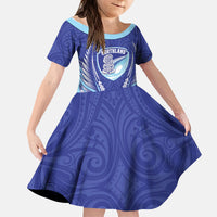 Northland 2026 Rugby Custom Kid Short Sleeve Dress NZ Maori Silver Fern LT14 KID Blue - Polynesian Pride